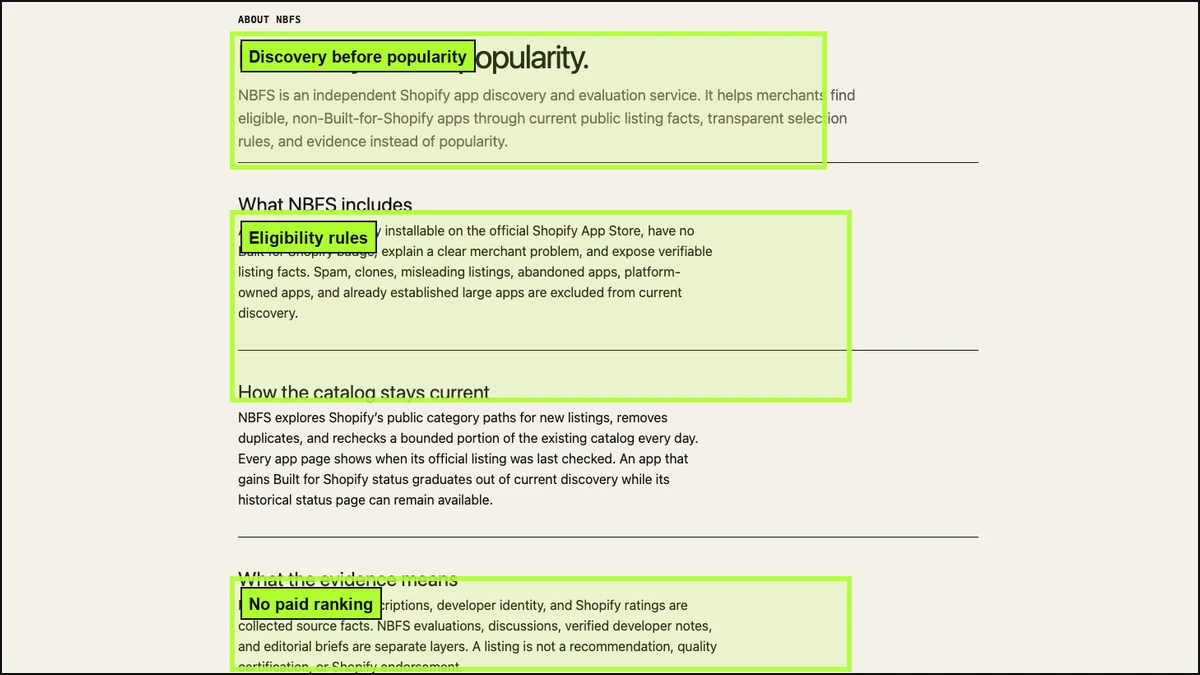 NBFS selection principles