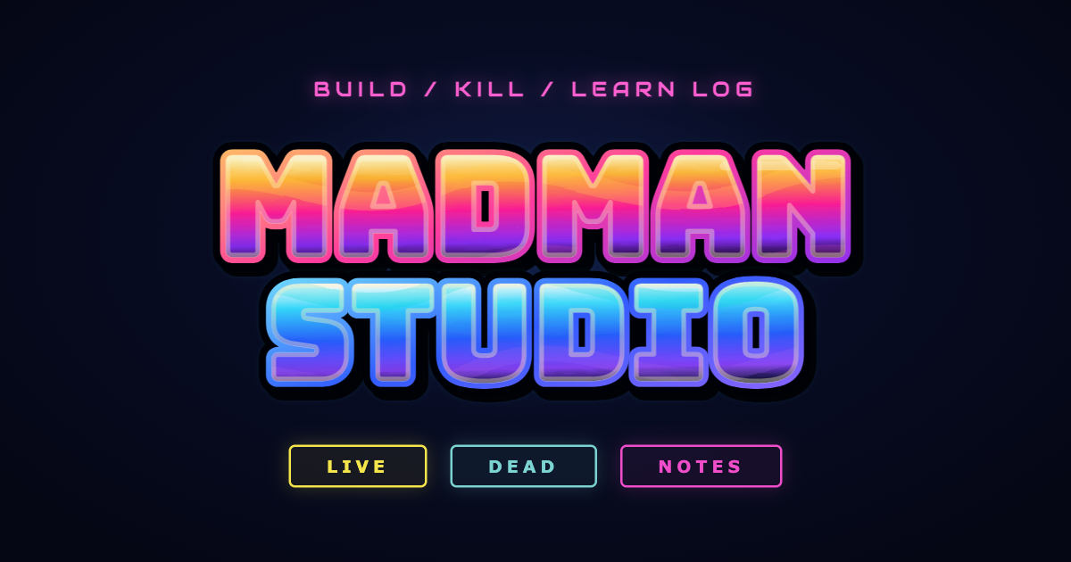 Madman Studio public launch ledger poster preview.